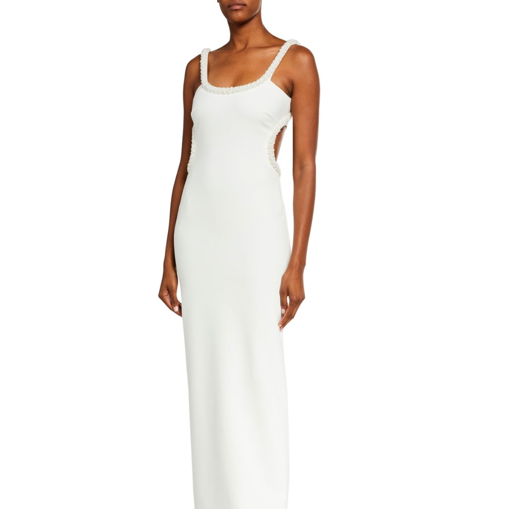 Likely Enzo Pearl-Trim Scoop-Neck Cutout Dress